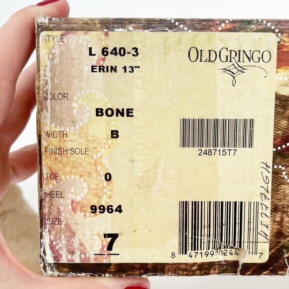 Old Gringo Erin Bone Cream Floral Embroidered Western Cowgirl Boot size 7 - Picture 14 of 14